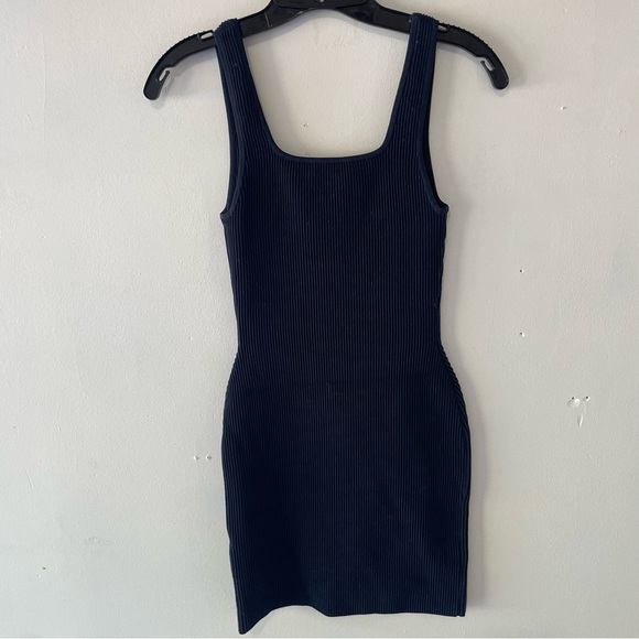 Babaton Blue Sculpt Rib Knit Notch Mini Dress 37604 - Picture 3 of 11